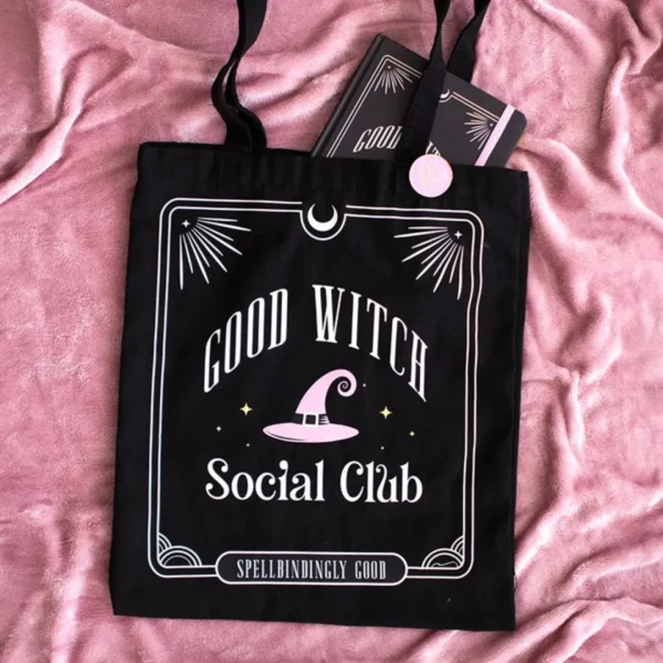 Good Witch Social Club Polycotton Tote Bag with Pin Badge 1 Good Witch Social Club Polycotton Tote Bag with Pin Badge