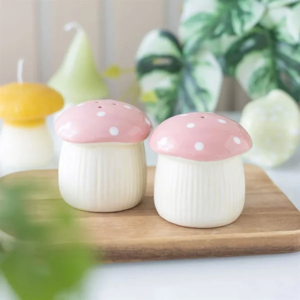 Pink Mushroom Salt and Pepper Shakers 1 Pink Mushroom Salt and Pepper Shakers