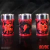 AC/DC Metal Shot Glass Set Red Black Design - Rock Band Theme AC/DC red and black metal shot glass set with lightning bolt rock band design