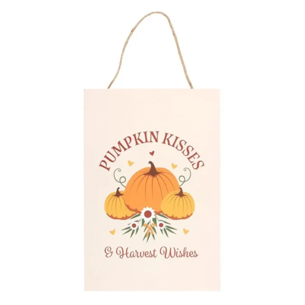 Pumpkin Kisses & Harvest Wishes Hanging Sign 2 Pumpkin Kisses & Harvest Wishes Hanging Sign