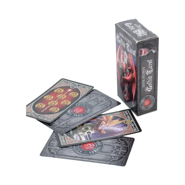 Anne Stokes Gothic Tarot boxed set with dark fantasy dragon artwork and illustrated tarot cards displayed.