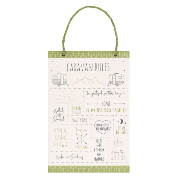 30cm Happy Camper Caravan Rules Hanging Sign 1 30cm Happy Camper Caravan Rules Hanging Sign