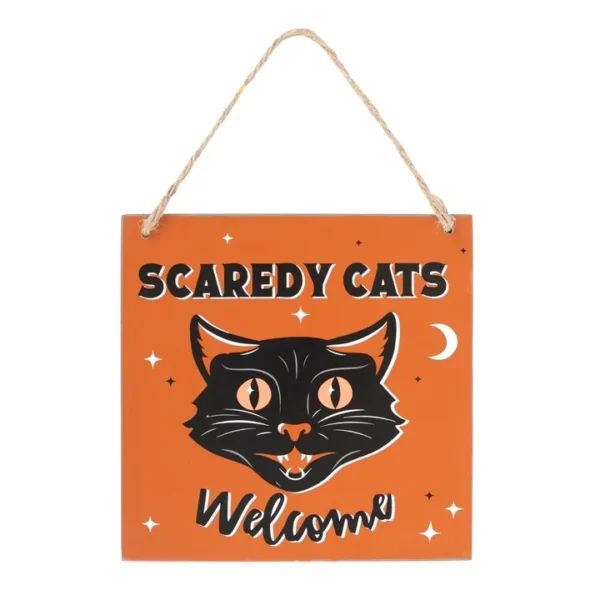 Scaredy Cats Welcome Hanging Sign 1 Scaredy Cats Welcome Hanging Sign