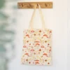 Mushroom Print Polycotton Tote Bag