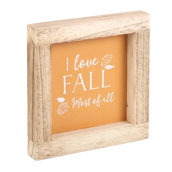Orange I Love Fall Most of All Wooden Frame Sign 2 Orange I Love Fall Most of All Wooden Frame Sign