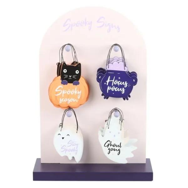 Set of 24 Mini Spooky Signs on Display 1 Set of 24 Mini Spooky Signs on Display