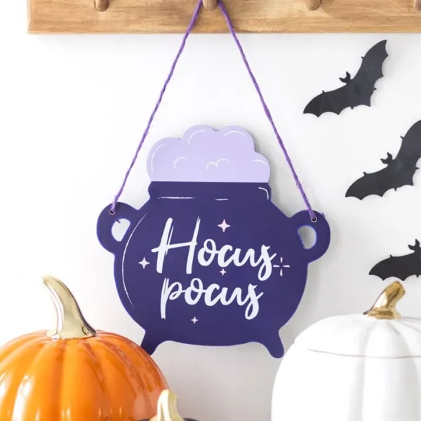 Hocus Pocus Cauldron Shaped Hanging Sign 4 Hocus Pocus Cauldron Shaped Hanging Sign