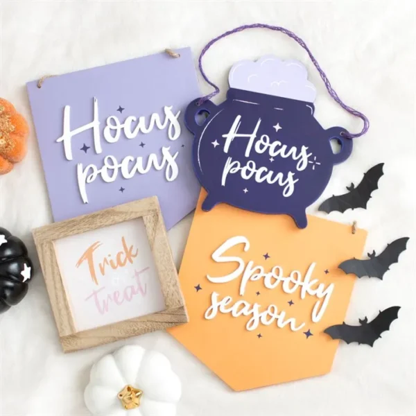 Hocus Pocus Cauldron Shaped Hanging Sign 5 Hocus Pocus Cauldron Shaped Hanging Sign