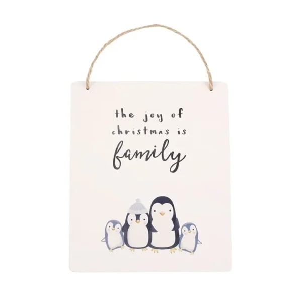 Joy of Christmas Penguin Family Hanging Sign 1 Joy of Christmas Penguin Family Hanging Sign