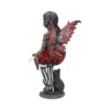 Gothic Fairy Figurine Resin Statue - Red Black Wings And Cat A gothic fairy figurine with red-black wings and a black cat on an ornate base.
