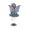 Gothic Fairy Figurine Resin Statue Teal Dress With Wings A gothic fairy figurine with butterfly wings, teal dress, and skull decorations on a circular base.