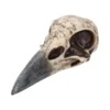 Raven Skull Sculpture Ivory Bone - Engraved Calligraphy Design A realistic raven skull sculpture engraved with elegant calligraphy and aged ivory bone texture.