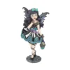 Gothic Dark Fairy Figurine Resin Sculpture - Purple Hair Wings A gothic dark fairy figurine with purple hair, black and turquoise dress, and detailed translucent wings.