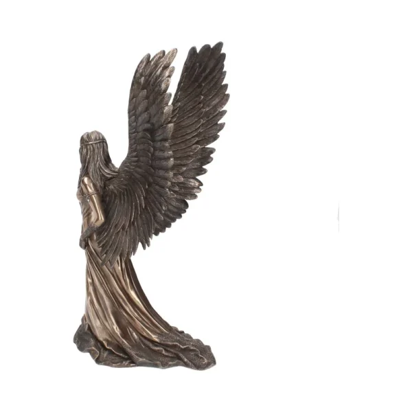 Angel Statue Bronze Finish - Detailed Wings and Flowing Gown Bronze angel statue with detailed wings and flowing gown, symbolizing peace and divine grace.