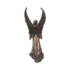 Angelic Bronze Sculpture Statue - Dark Wings and Flowing Robe Bronze angel sculpture with large detailed wings and flowing robe viewed from behind.