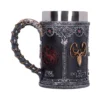 Game of Thrones Tankard Black Resin Mug - Targaryen and Greyjoy Medieval-style Game of Thrones tankard featuring Targaryen dragon and Greyjoy kraken emblems.