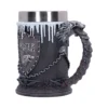 Game Of Thrones House Stark Mug Stainless Steel Gray - Direwolf A detailed Game of Thrones House Stark mug with direwolf emblem and icy medieval design.