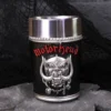 Motörhead Warpig Stainless Steel Black Cup - Red Logo Studded Rim Motörhead Warpig black and silver drinking cup with red logo and metal studs The-Hidden-Hatch
