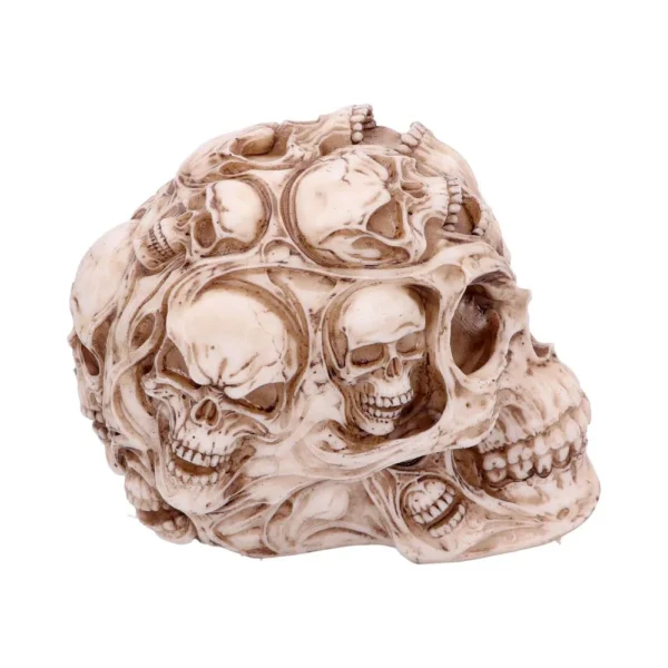 Human Skull Sculpture Resin Ivory - Formed From Smaller Skulls A detailed sculpture of a large human skull formed from many smaller intertwined skulls.