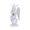 Baphomet Statue White Marble Finish - Wings and Occult Symbols A detailed white statue of Baphomet with goat head, wings, and symbolic occult elements.