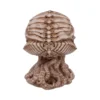 Octopus Skull Sculpture Bone Resin Ivory Finish - Curled Tentacles A bone-textured octopus-skull sculpture with curled tentacles and fossil-like ivory coloring.