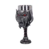 Gothic Wolf Head Goblet Stainless Steel Silver With Red Gems A gothic stainless steel wolf-head goblet with red gem details and cross base The-Hidden-Hatch