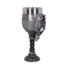 Gothic Owl Goblet Stainless Steel Black Chalice With Red Gems Ornate gothic owl goblet with red gemstone eyes and intricate metal detailing The-Hidden-Hatch