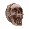 Human Skull Sculpture Resin Bone - Hand Over Mouth Design A realistic skull sculpture with a skeletal hand covering its mouth in a gesture of silence.