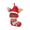 Christmas Stocking Ornament Resin Figurine - Red Green Santa Hat Christmas stocking ornament with Santa hat and creature ears in festive colors The-Hidden-Hatch