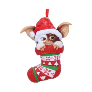 Gizmo Christmas Ornament Resin Red Stocking - Santa Hat Design Gizmo Christmas ornament in a red festive stocking with Santa hat, holiday decoration The-Hidden-Hatch