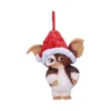 Gizmo Christmas ornament wearing a red Santa hat with hanging ribbon. The-Hidden-Hatch