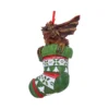 Dragon Christmas Stocking Ornament Figurine - Red and Green A red and brown dragon emerging from a green Christmas stocking ornament The-Hidden-Hatch