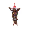 Gremlin Christmas Ornament Figurine - Red Santa Hat & Lights Gremlin Christmas ornament wearing Santa hat tangled in colorful holiday lights The-Hidden-Hatch