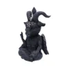 Goat Deity Figurine Resin Statue Black - Winged Occult Symbol A dark goat-headed winged statue seated in lotus position with occult and mystical symbols.
