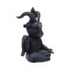 Cute Baphomet Figurine Matte Black - Horned Gothic Meditation Cute black gothic Baphomet figurine with horns, wings, and silver occult details in meditation pose.