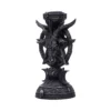 Gothic Goat Head Candle Holder - Black Chalice With Pentagram A dark gothic candle holder featuring a goat head with pentagram and ornate occult carvings.