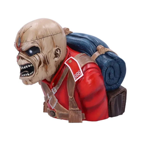 Demonic Undead Soldier Bust Statue Red Uniform - 666 Insignia A detailed bust of a demonic undead soldier in a red military uniform with “666” insignia.