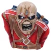 Undead Soldier Bust Statue Red Uniform - Glowing Eyes Detail A detailed Iron Maiden Eddie skeletal soldier bust in a red uniform with glowing eyes and number 666.