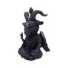 Gothic Goat-Human Figurine Statue Black - Wings and Symbols A dark goat-human figurine with wings sitting cross-legged in a meditative pose.