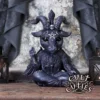 Cult Cuties Goat Figurine Black Resin - Occult Meditative Design A cute goat-like occult figurine with horns, wings, and pentagram, seated in meditation.