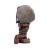 Decayed Skull Sculpture Resin Bust - Red Sinewy Wrapped Neck A sculpted bust of a decayed skull with wrapped red sinewy neck details.