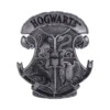 Hogwarts Crest Emblem Metal Plaque - Silver Engraved Detail Silver Hogwarts crest emblem with lion, serpent, badger, and eagle engraved in metal. The-Hidden-Hatch