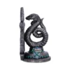 Slytherin Serpent Bookend Metal Silver-Green - Ornate Crest A silver-green Slytherin serpent bookend with ornate crest and Gothic detailing The-Hidden-Hatch