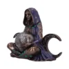 Moon Goddess Bronze Sculpture - Blue Robe With Lunar Orb Bronze moon goddess sculpture holding lunar orb with Celtic designs and ivy accents.