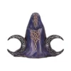 Mystical Robed Figure Sculpture Indigo Cloak With Crescent Moons A robed mystical figure sculpture with indigo cloak and twin ornate crescent moons.