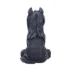 Moon Unicorn Figurine Resin Sculpture - Black With Silver Accents A dark unicorn figurine with a silver horn, moon, and star details on its body.