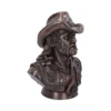Motörhead Cowboy Bust Sculpture - Bronze Rock Icon Tribute Bronze bust sculpture of a bearded man in a cowboy hat with a Motörhead emblem vest.