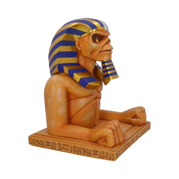 Egyptian Sphinx Sculpture Sandstone Orange - Pharaoh Headdress Stylized Egyptian sphinx sculpture with pharaoh headdress and engraved rectangular base.