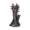 Bronze statue of Greek goddess Hecate standing with a loyal wolf companion.