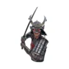 Undead Samurai Warrior Figurine Statue - Silver Red Armor Detail A detailed undead samurai figurine in battle armor holding a katana and shield.